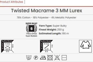 Konac Yarn Art Twisted Macrame 3mm Lurex 190 m 789 Konac - 2