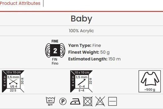 Kudumislõng Yarn Art Baby 850 Kudumislõng - 3