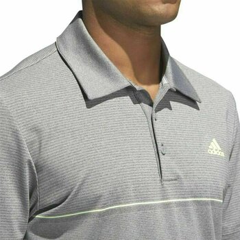 Rövid ujjú póló Adidas Ultimate365 Heathered Stripe Férfi Golfpóló Grey Five Heather/Hi-Res Yellow XL - 10