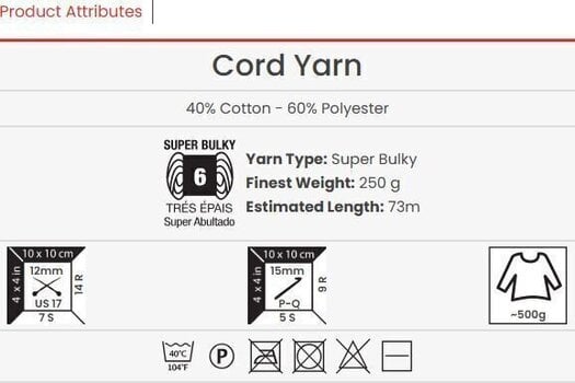 Kudumislõng Yarn Art Cord Yarn 758 Kudumislõng - 3