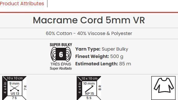 Konac Yarn Art Macrame Cord 5 mm VR 85 m 924 Konac - 3