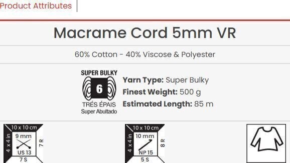 Nöör Yarn Art Macrame Cord 5 mm VR 85 m 927 Nöör - 3