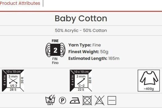 Kudumislõng Yarn Art Baby Cotton 424 Kudumislõng - 3