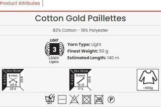 Pređa za pletenje Yarn Art Cotton Gold Paillettes 7102 Pređa za pletenje - 2