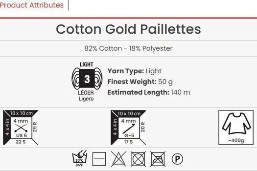 Knitting Yarn Yarn Art Cotton Gold Paillettes 7108 Knitting Yarn - 3