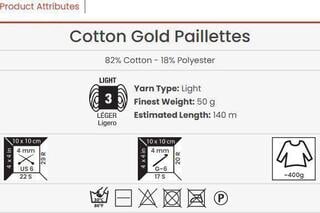 Hilo de tejer Yarn Art Cotton Gold Paillettes 7109 Hilo de tejer - 2