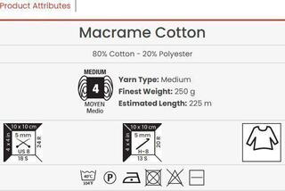 Cable Yarn Art Macrame Cotton 225 m 796 Cable - 2