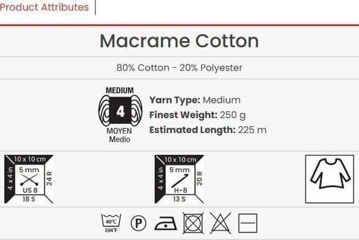 Cable Yarn Art Macrame Cotton 225 m 796 Cable - 3