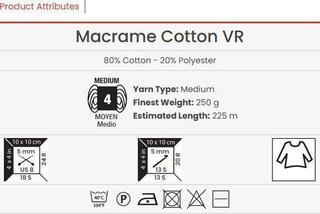 Kanap Yarn Art Macrame Cotton VR 225 m 912 Kanap - 2