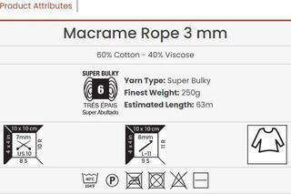 Aukla Yarn Art Macrame Rope 3 mm 63 m 822 Aukla - 2