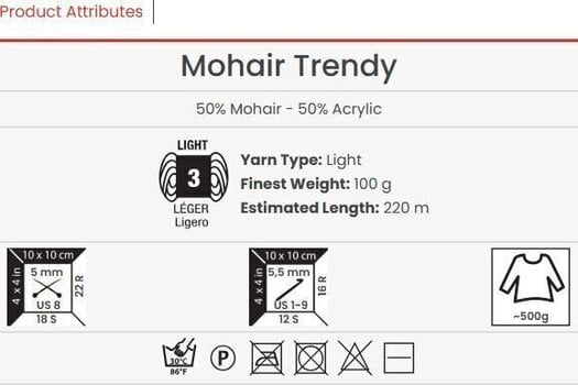 Kudumislõng Yarn Art Mohair Trendy 107 Kudumislõng - 3