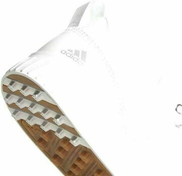 Chaussures de golf junior Adidas Adicross PPF Junior Chaussures de Golf Cloud White/Silver Metallic/Gum UK 3,5 - 7