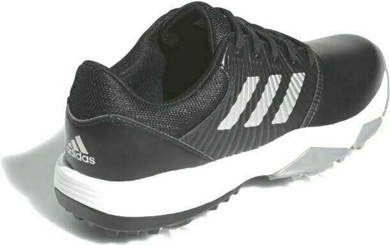 Calçado de golfe júnior Adidas CP Traxion Junior Golf Shoes Core Black/Silver Metal/White UK 4,5 - 4