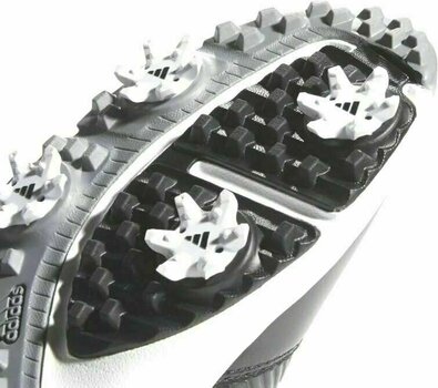 Calçado de golfe júnior Adidas CP Traxion Junior Golf Shoes Core Black/Silver Metal/White UK 2,5 - 9