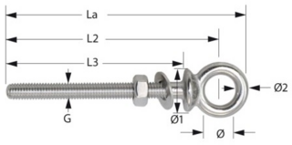Škopci, uške Wichard Eye Bolt AISI 305 Škopci, uške - 1