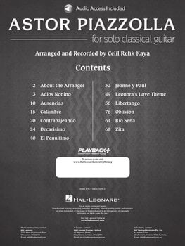 Notes Hal Leonard Astor Piazzolla for Solo Classical Guitar Notes - 2