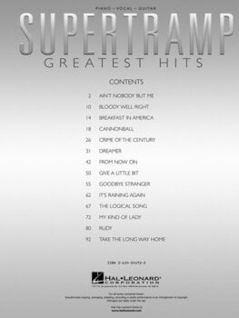 Notes Hal Leonard Supertramp - Greatest Hits Notes - 2