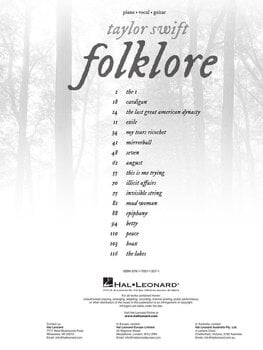 Notes Hal Leonard Taylor Swift - Folklore Notes - 2