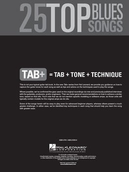 Note Hal Leonard 25 Top Blues Songs - Tab. Tone. Technique. Note - 2