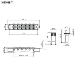 Гітарний міст Gotoh GE103B-T-B Black Гітарний міст - 1