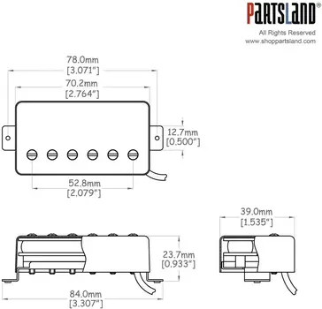 Humbucker skaņas noņēmējs Roswell Pickups LAF9 Seraphim Custom Bridge Matt Black Humbucker skaņas noņēmējs - 3