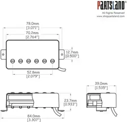 Humbucker skaņas noņēmējs Roswell Pickups LAF9 Seraphim Custom Bridge Matt Chrome Humbucker skaņas noņēmējs - 2