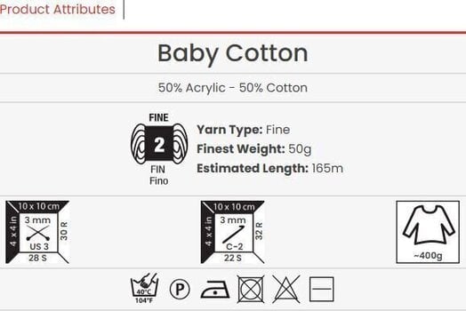 Strickgarn Yarn Art Baby Cotton 458 Strickgarn - 3