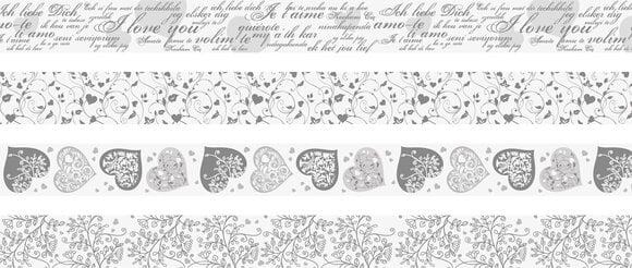Материал Heyda 203584385 Декоративна лента White Festivities “Hearts” White/Silver 1 - 2