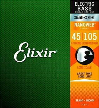 Struny do gitary basowej Elixir 14677 Nanoweb - 3