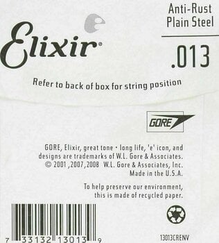 Единична струна за китара Elixir 13013 Plain Steel .013 Единична струна за китара - 4
