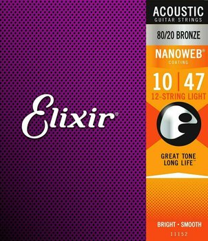 Struny pro akustickou kytaru Elixir 11152 Nanoweb 12 10-47 - 3