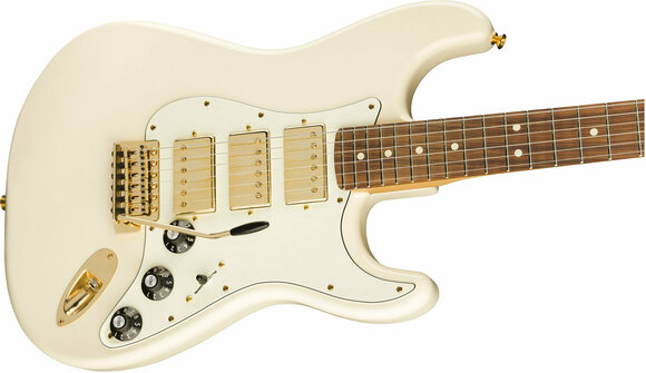 E-Gitarre Fender Mahogany Blacktop Stratocaster PF 3H Olympic White Gold - 4