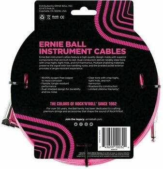 Instrumentkabel Ernie Ball P06078-EB Roze 3 m Recht - Gebogen - 2
