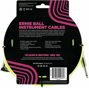 Instrument Cable Ernie Ball P06080-EB Yellow 3 m Straight - Angled - 2