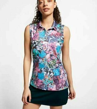 Polo Shirt Nike Dri-Fit Printed Sleeveless Womens Polo Shirt Fuchsia/Purple Dawn XS - 3