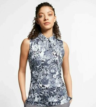 Polo Shirt Nike Dri-Fit Printed Sleeveless Womens Polo Shirt Gridiron/Platinum XS - 3