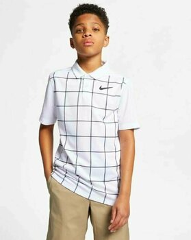 Polo majice Nike Dri-Fit Grid Printed Boys Polo Shirt White/Black XL - 3
