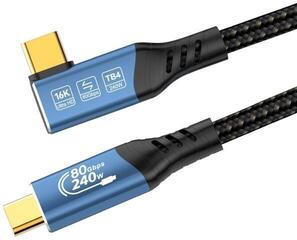 Câble USB PremiumCord USB4 Version 2.0 80Gbps 16K@60Hz 240W Thunderbolt 5 Noir/Droit - Angle - 2