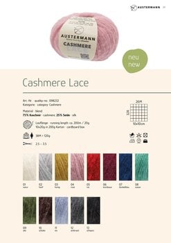 Pređa za pletenje Austermann Cashmere Lace 98232-4 Rose Pređa za pletenje - 2