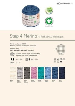 Pređa za pletenje Austermann Step Merino 4 Uni & Melangen 90317-1004 Curacao Pređa za pletenje - 2