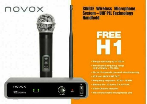 Conjunto de microfone de mão sem fios Novox FREE H1 - 4