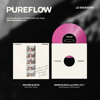 Vinyl Record Le Sserafim - 2nd Studio Album 'Pureflow' Pt.1 (Indie Exclusive) (Hot Pink Glitter ver.) (LP) - 2