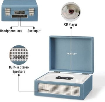 Reproductor de música de escritorio Crosley Voyager Cd Player Washed Blue Reproductor de música de escritorio - 10