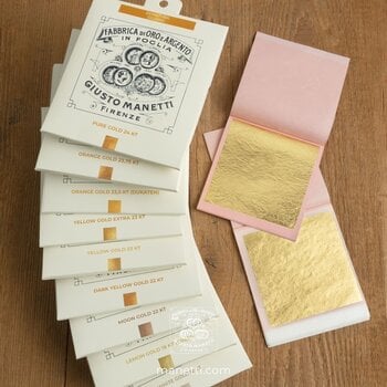 Gold-Plating Giusto Manetti Battiloro Gold Leaf Books - 80 x 80 mm 16 g Pure Gold 24 kt Transfer 25 Leaves - 7