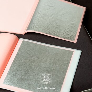 Kultapinnoitus Giusto Manetti Battiloro 2ZAA28B25 Silver Leaf Books Pure Silver 95 x 95 mm 28 g Loose 25 Leaves - 5
