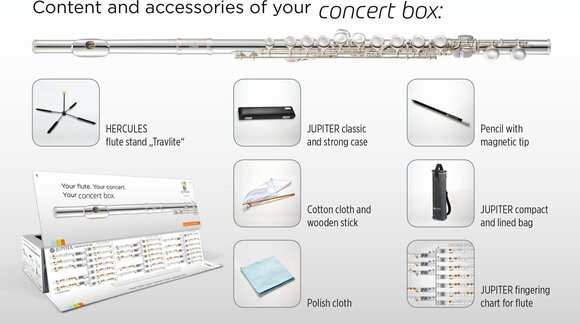 Flauta de orquestra Jupiter JFL700REC-CBox Flute, Ring Keys, E-Mechanics, Solid Silver Headjoint, Concertbox Flauta de orquestra - 3