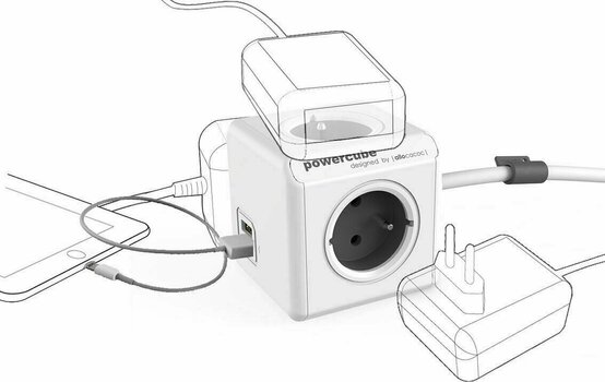 Síťový napájecí kabel PowerCube Extended Šedá 150 cm USB - 2