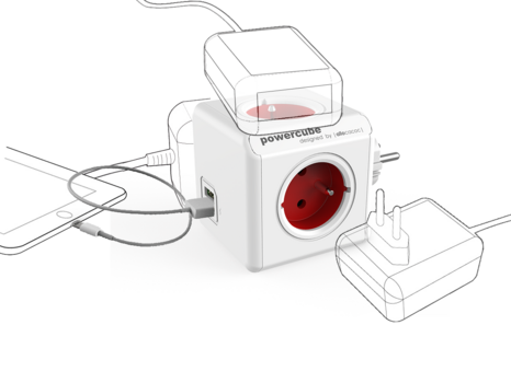 Síťový napájecí kabel PowerCube Original Červená USB - 2