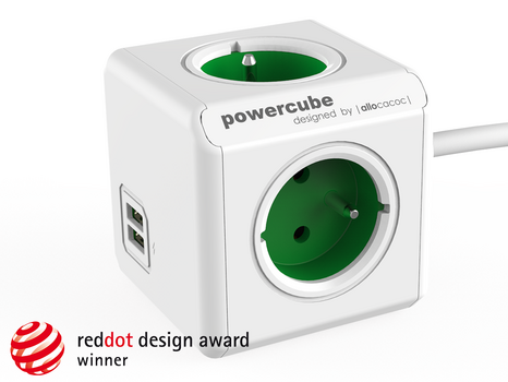 Strömkabel PowerCube Extended Grön 150 cm USB - 3