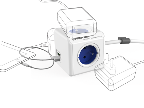 Strömkabel PowerCube Extended Blå 150 cm USB - 2